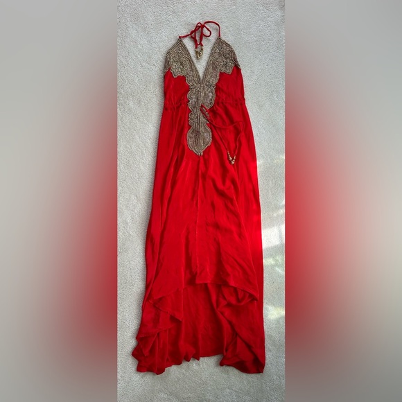 Red Manish Vaid Beach Dress - Picture 2 of 7